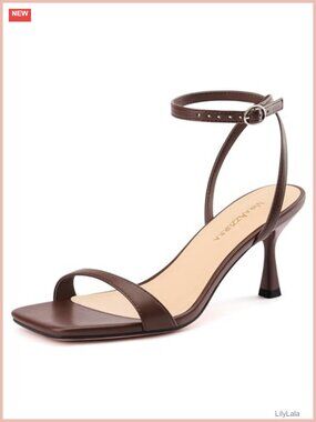 Strappy Kitten Heel Sandals Square Toe Faux Leather Women's Heels